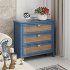 Gabinete de almacenamiento de ratán de 3 cajones rojo/verde/gris/azul – 1 persona
