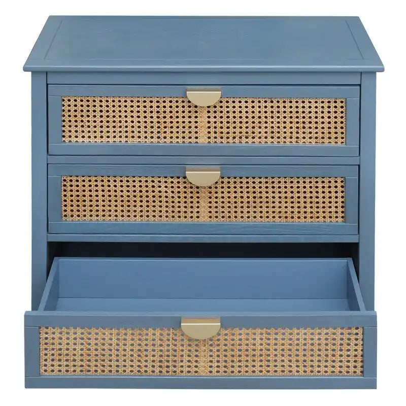 Gabinete de almacenamiento de ratán de 3 cajones rojo/verde/gris/azul – 1 persona