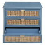 Gabinete de almacenamiento de ratán de 3 cajones rojo/verde/gris/azul – 1 persona