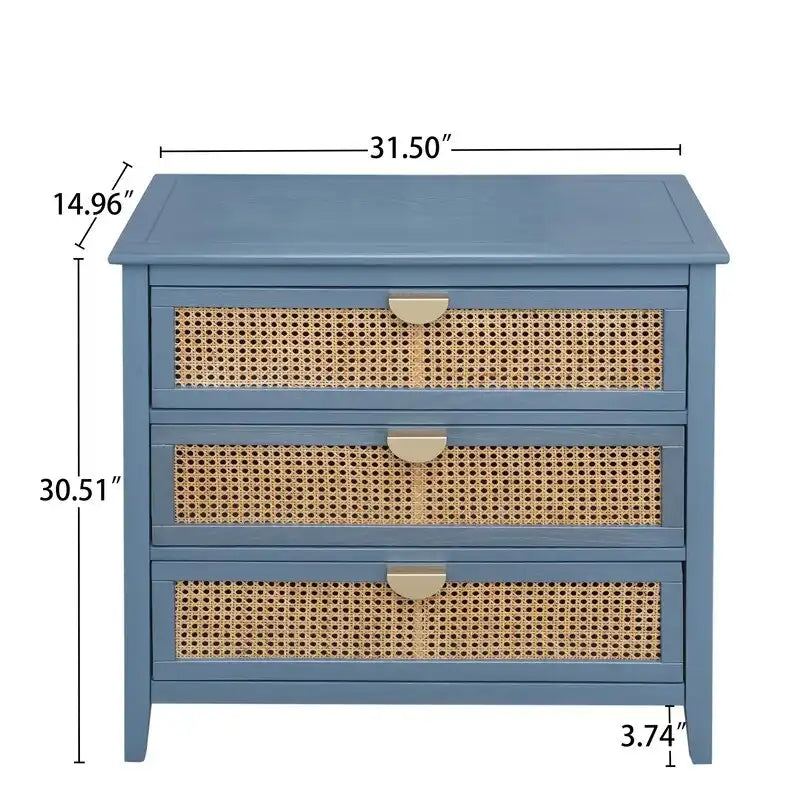 Gabinete de almacenamiento de ratán de 3 cajones rojo/verde/gris/azul – 1 persona