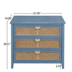 Gabinete de almacenamiento de ratán de 3 cajones rojo/verde/gris/azul – 1 persona
