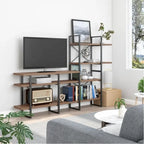 Soporte de TV industrial Jd Walnut de 3 estantes para televisores de hasta 55 pulgadas