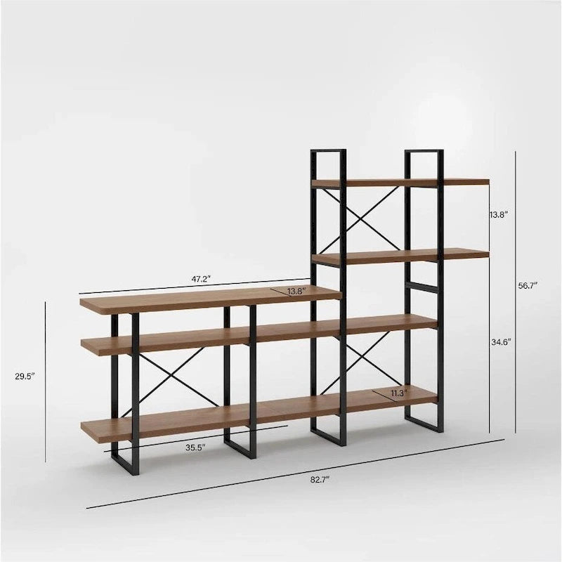 Soporte de TV industrial Jd Walnut de 3 estantes para televisores de hasta 55 pulgadas
