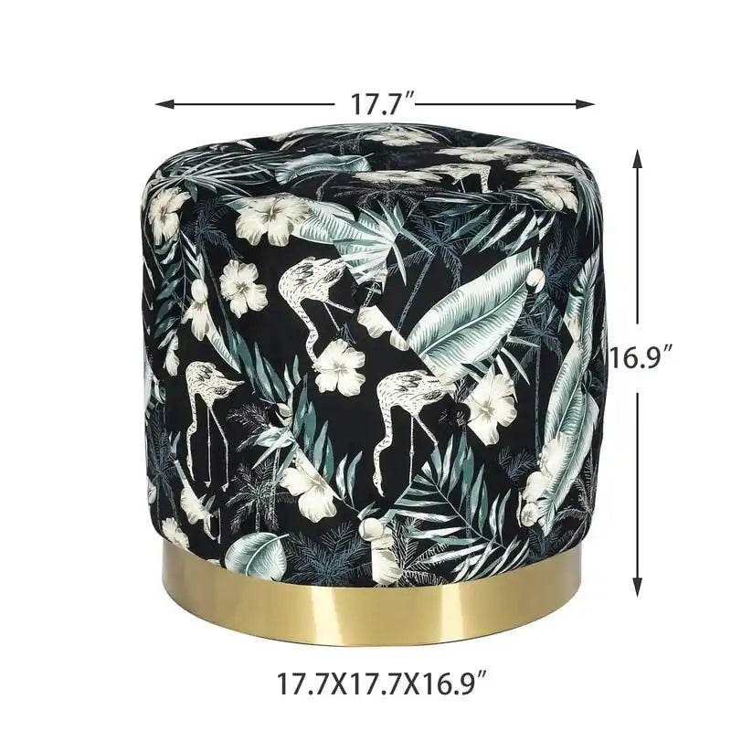 Puf redondo de terciopelo floral otomano - 1 persona