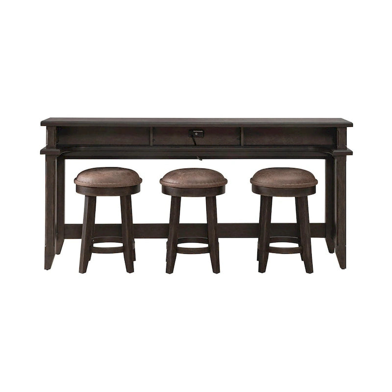 Juego de mesa consola de bar de 4 piezas en color marrón silla con 3 taburetes