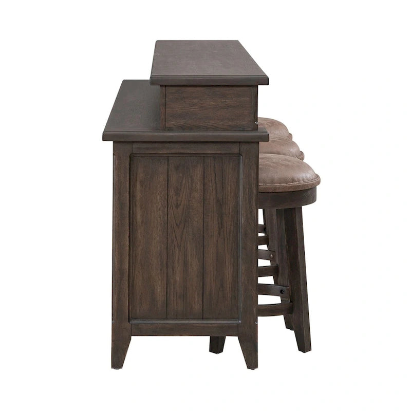 Juego de mesa consola de bar de 4 piezas en color marrón silla con 3 taburetes