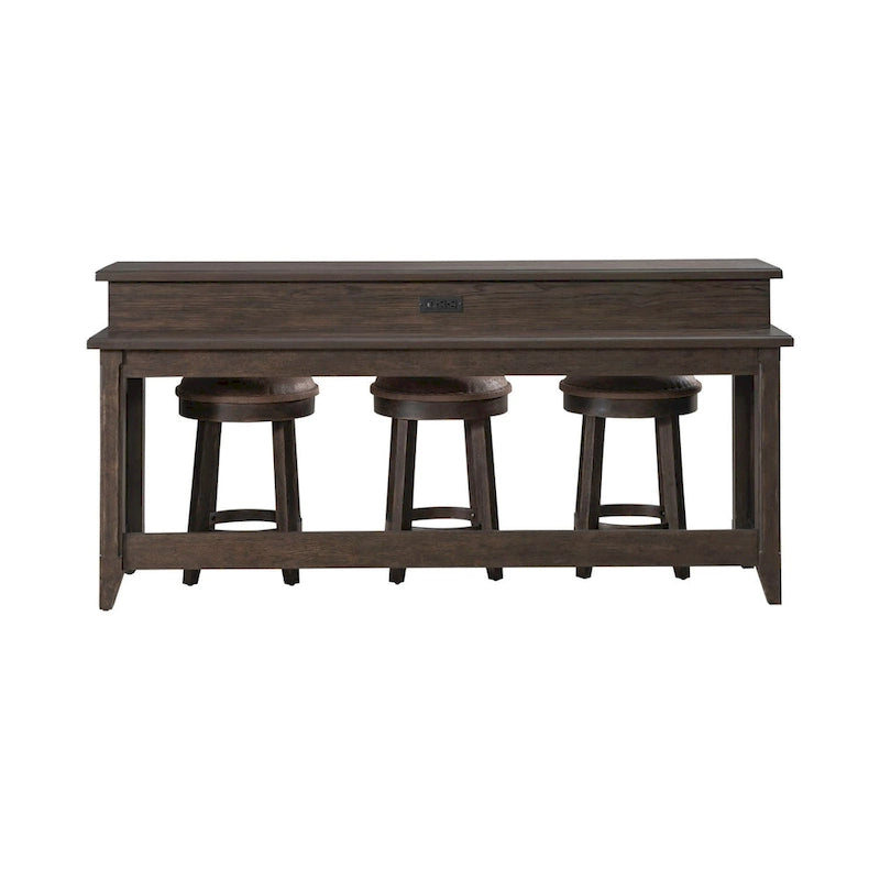 Juego de mesa consola de bar de 4 piezas en color marrón silla con 3 taburetes