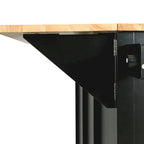 Isla de cocina con encimera de madera de caucho abatible de 53 pulgadas sobre 5 ruedas con armario de almacenamiento y 3 cajones - 53
