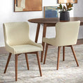 Sillas de comedor tapizadas Wingback en crema/azul/gris, juego de 2
