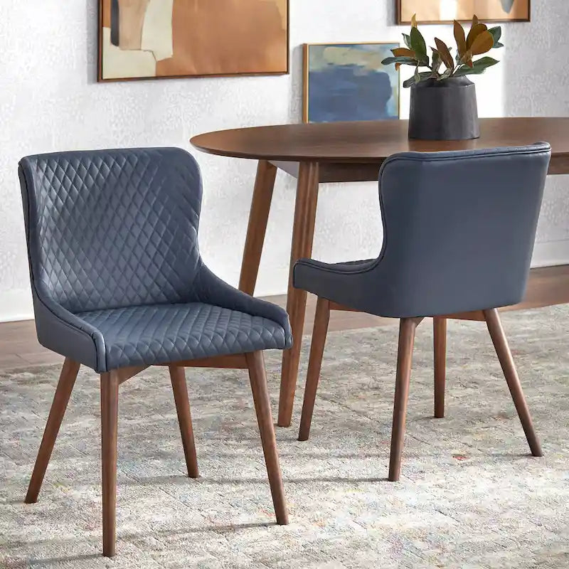 Sillas de comedor tapizadas Wingback en crema/azul/gris, juego de 2