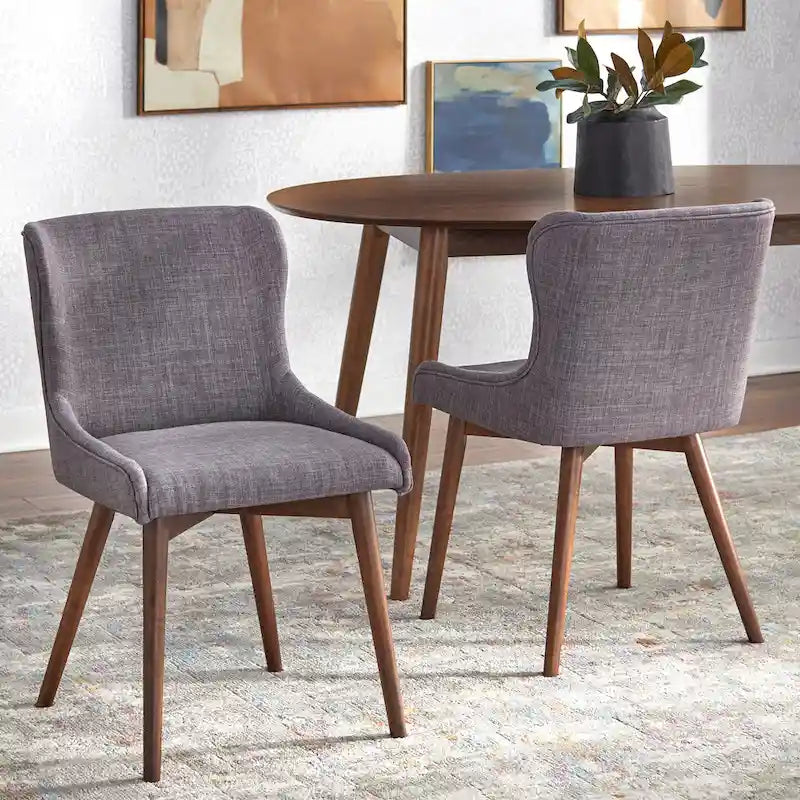 Sillas de comedor tapizadas Wingback en crema/azul/gris, juego de 2