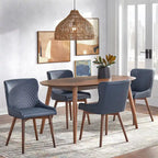 Sillas de comedor tapizadas Wingback en crema/azul/gris, juego de 2