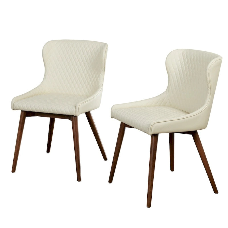 Sillas de comedor tapizadas Wingback en crema/azul/gris, juego de 2
