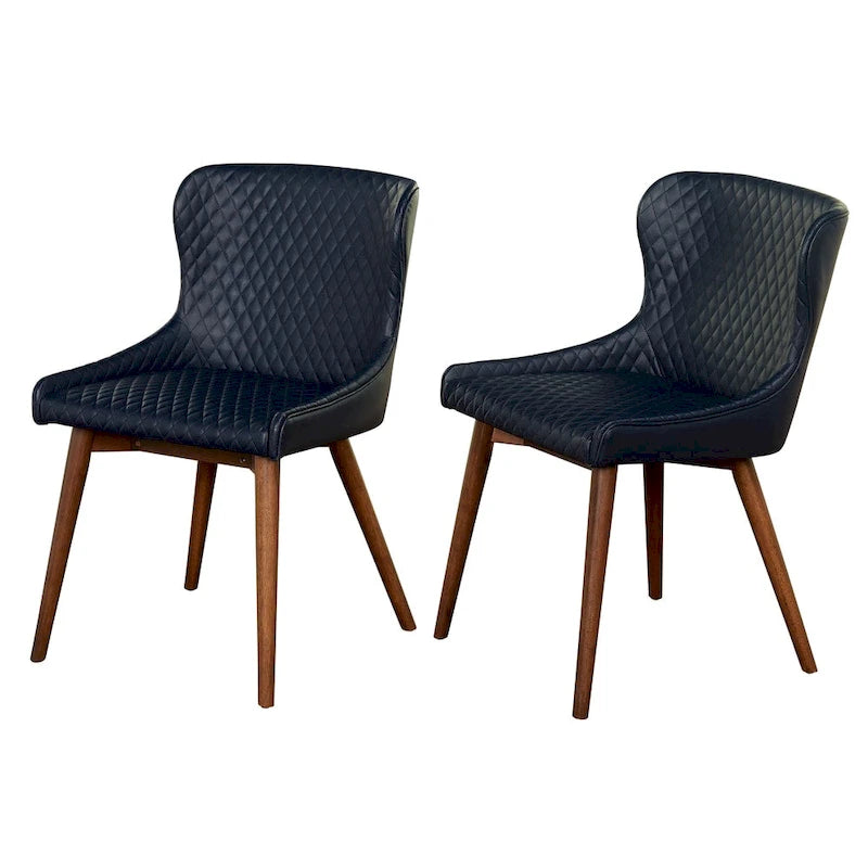 Sillas de comedor tapizadas Wingback en crema/azul/gris, juego de 2