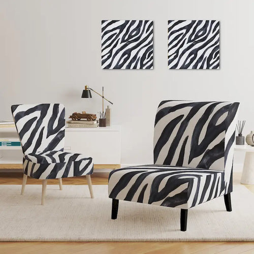 Sillón decorativo cebra blanco y negro, 1 persona, sin brazos/con brazos
