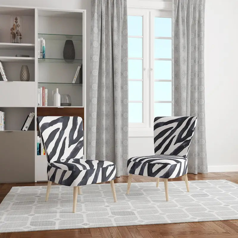 Sillón decorativo cebra blanco y negro, 1 persona, sin brazos/con brazos