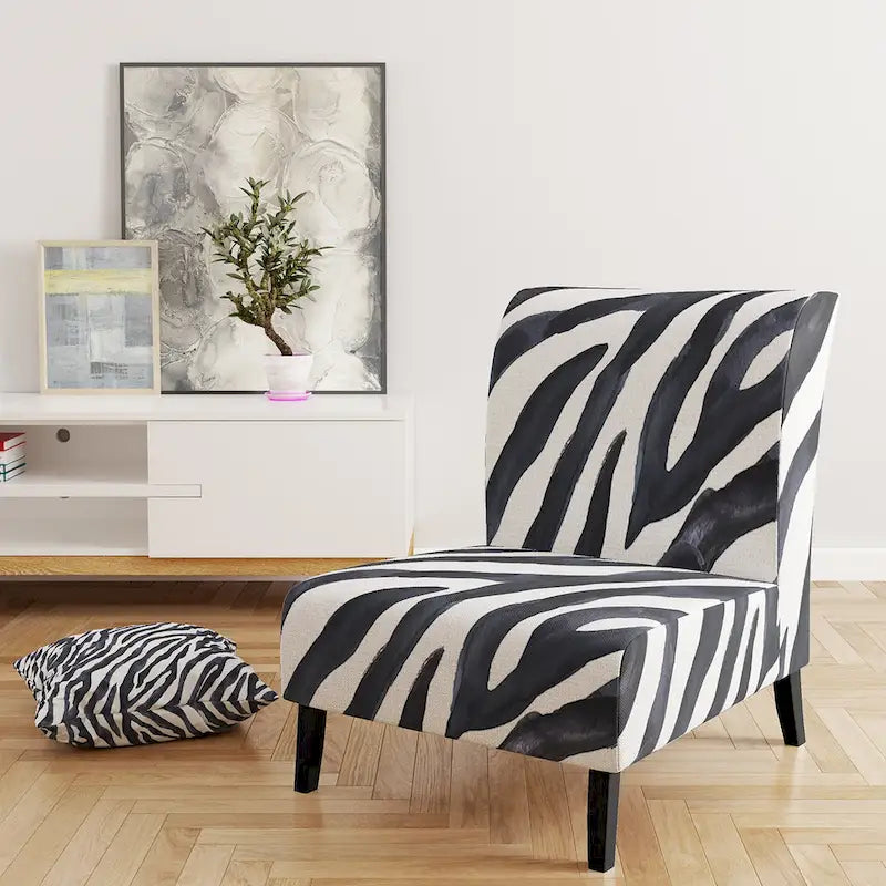 Sillón decorativo cebra blanco y negro, 1 persona, sin brazos/con brazos