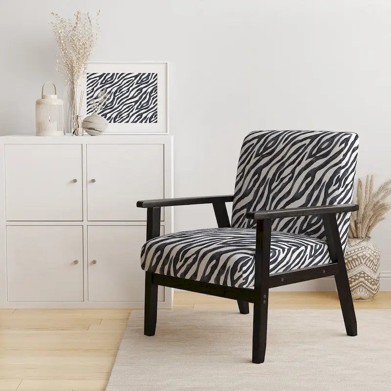 Sillón decorativo cebra blanco y negro, 1 persona, sin brazos/con brazos