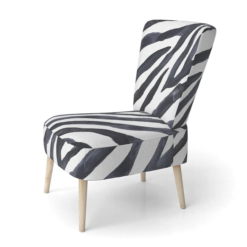 Sillón decorativo cebra blanco y negro, 1 persona, sin brazos/con brazos