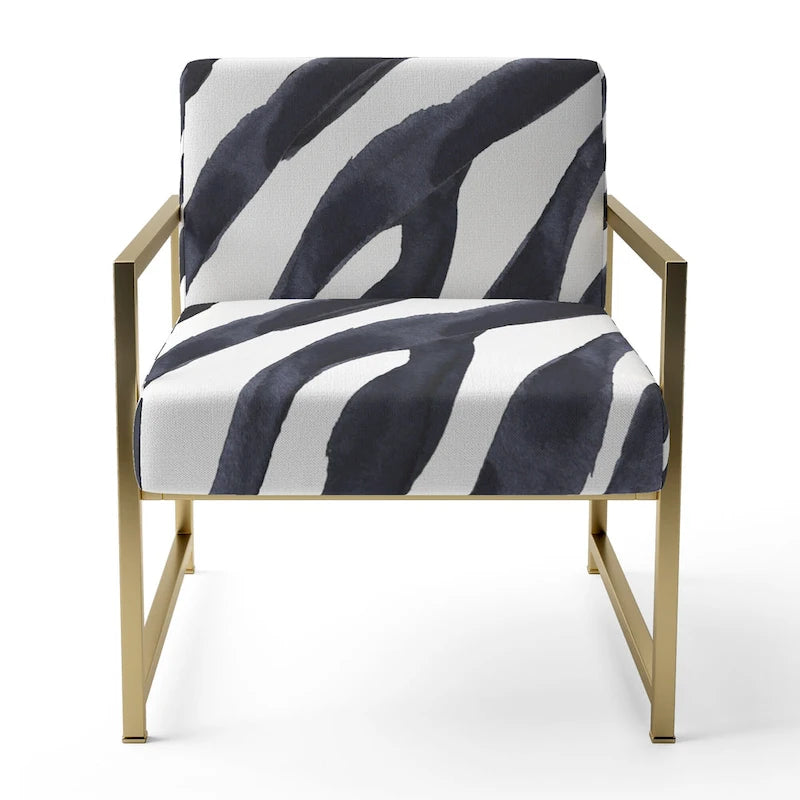 Sillón decorativo cebra blanco y negro, 1 persona, sin brazos/con brazos