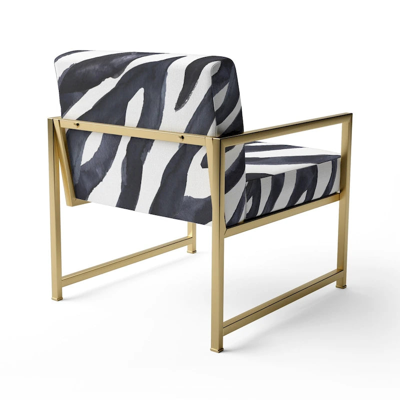 Sillón decorativo cebra blanco y negro, 1 persona, sin brazos/con brazos