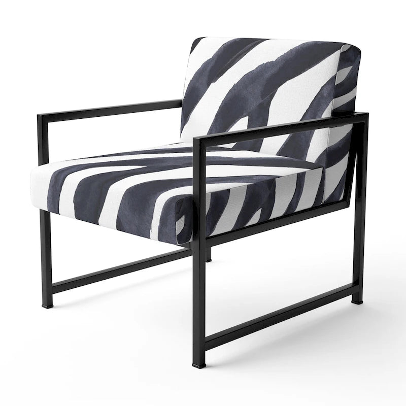 Sillón decorativo cebra blanco y negro, 1 persona, sin brazos/con brazos