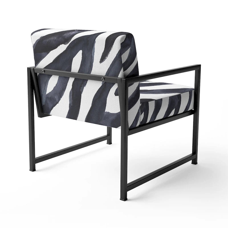Sillón decorativo cebra blanco y negro, 1 persona, sin brazos/con brazos