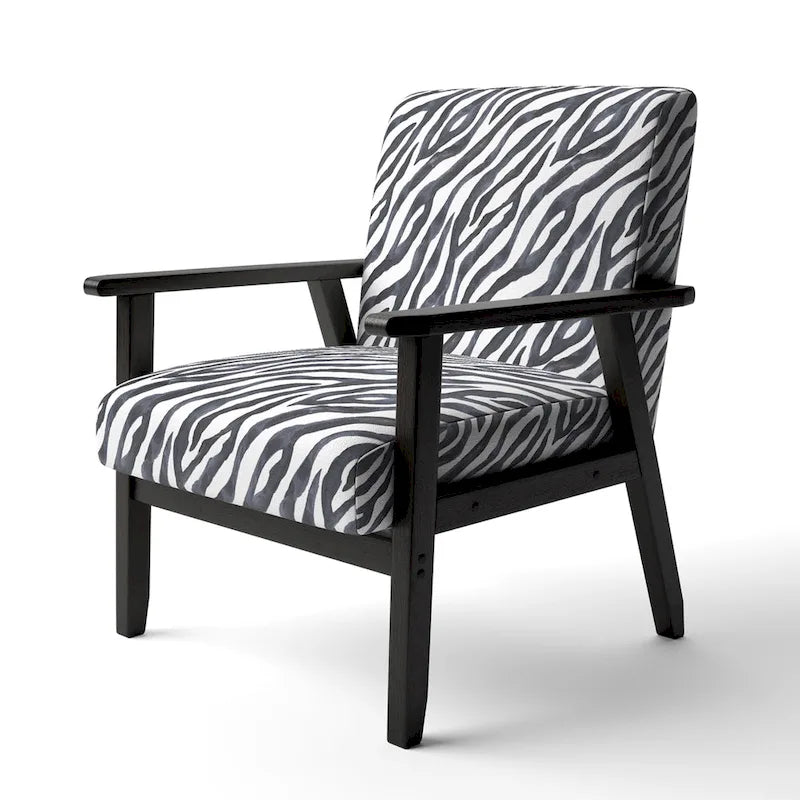 Sillón decorativo cebra blanco y negro, 1 persona, sin brazos/con brazos