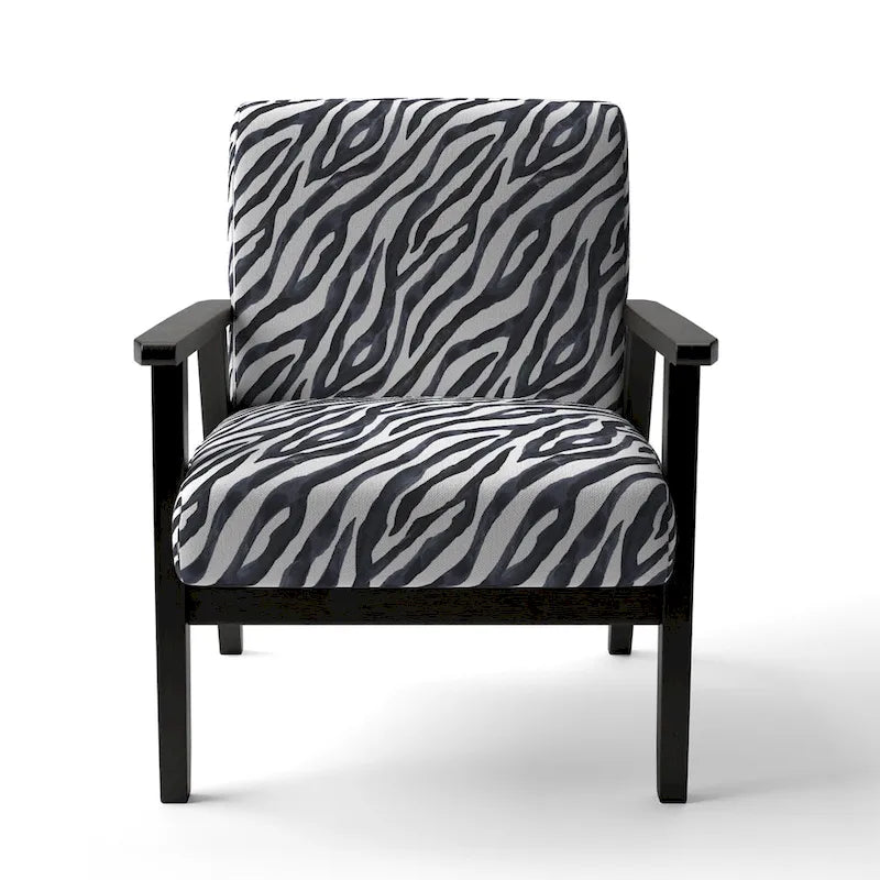 Sillón decorativo cebra blanco y negro, 1 persona, sin brazos/con brazos