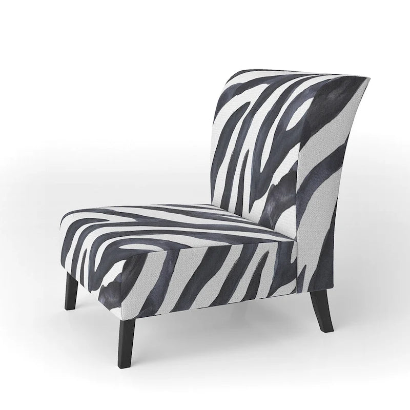 Sillón decorativo cebra blanco y negro, 1 persona, sin brazos/con brazos