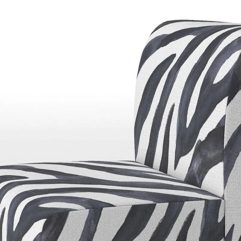 Sillón decorativo cebra blanco y negro, 1 persona, sin brazos/con brazos