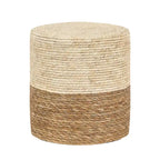 Puf de totora tejido a mano de varios/natural y beige, juego de 2