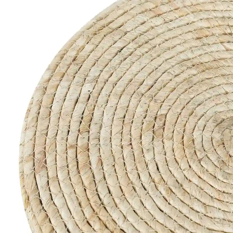 Puf de totora tejido a mano de varios/natural y beige, juego de 2