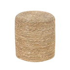 Puf de totora tejido a mano de varios/natural y beige, juego de 2