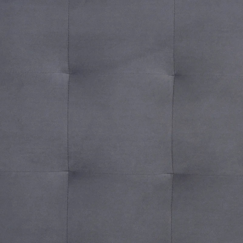 Cama de plataforma moderna con respaldo de ala de terciopelo azul marino/gris, Queen y King, para 2 personas