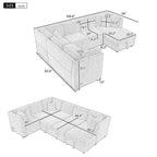 Sofá seccional cama gris en forma de U con almacenamiento, puertos USB y cojines traseros – Capacidad para más de 6 personas