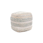 Puf trenzado de algodón beige, 50 cm, 1 plaza