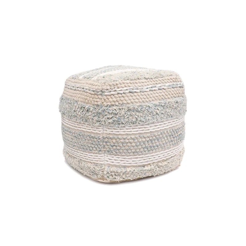 Puf trenzado de algodón beige, 50 cm, 1 plaza