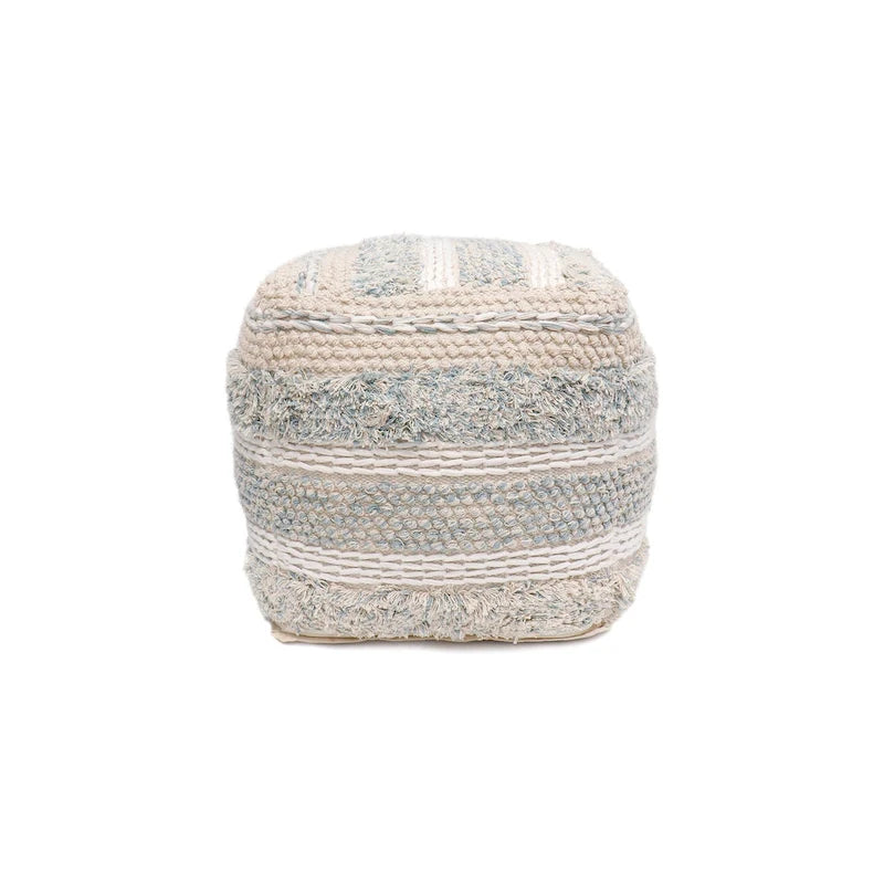 Puf trenzado de algodón beige, 50 cm, 1 plaza