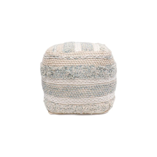 Puf trenzado de algodón beige, 50 cm, 1 plaza