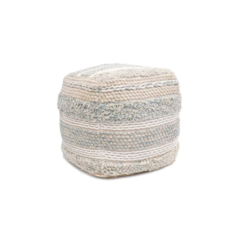 Puf trenzado de algodón beige, 50 cm, 1 plaza