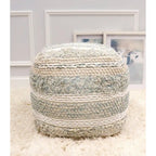 Puf trenzado de algodón beige, 50 cm, 1 plaza