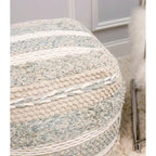 Puf trenzado de algodón beige, 50 cm, 1 plaza