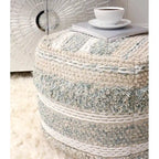 Puf trenzado de algodón beige, 50 cm, 1 plaza