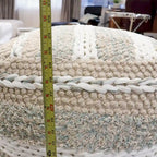 Puf trenzado de algodón beige, 50 cm, 1 plaza