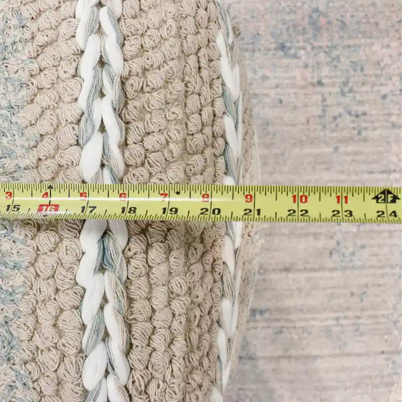 Puf trenzado de algodón beige, 50 cm, 1 plaza