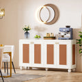 Aparador bufé de 4 puertas blanco/naranja, para 1 persona, sala de estar y comedor