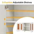 Aparador bufé de 4 puertas blanco/naranja, para 1 persona, sala de estar y comedor