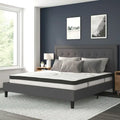 Cama de plataforma tapizada gris oscuro/gris claro/negro/beige con colchón de muelles ensacados de 25 cm - Twin, Full, Queen, King