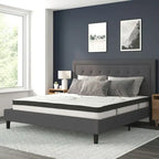 Cama de plataforma tapizada gris oscuro/gris claro/negro/beige con colchón de muelles ensacados de 25 cm - Twin, Full, Queen, King